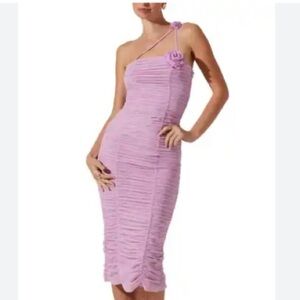 ASTR Womens Kitura Midi Ruched Sleeveless Lilac Flower Strappy Pretty New XL